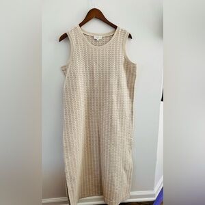 LOFT Outlet Textured Cream Sleeveless Midi Dress / Cover Up. Size M, NWT